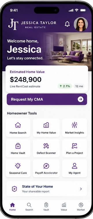 Jessica Taylor Realty branded homeowner app