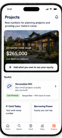 Projects screen of the NextPorch homeowner app