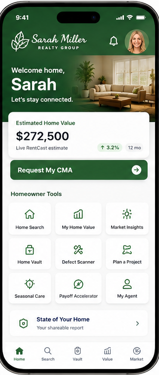 Sarah Miller Group branded homeowner app